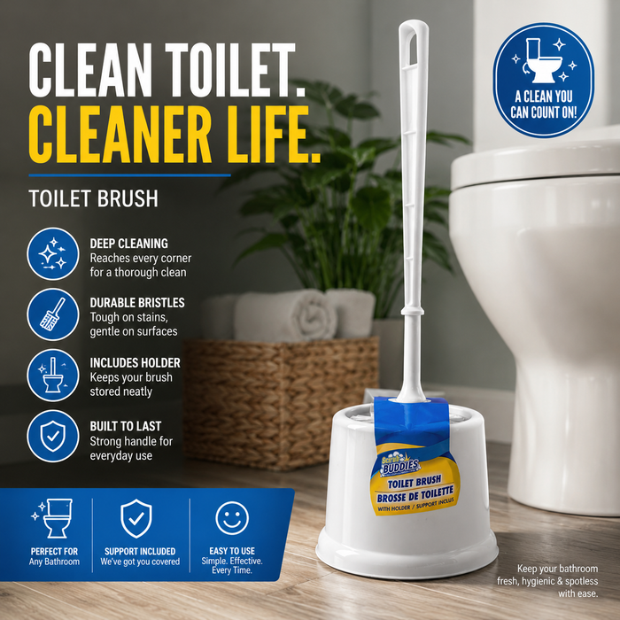 Toilet Brush with Holder – Durable Bathroom Cleaning Brush