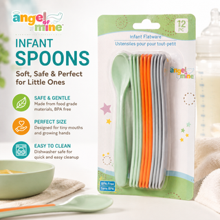 Angel of Mine Infant Flatware Spoons – 12 Piece Baby Feeding Set