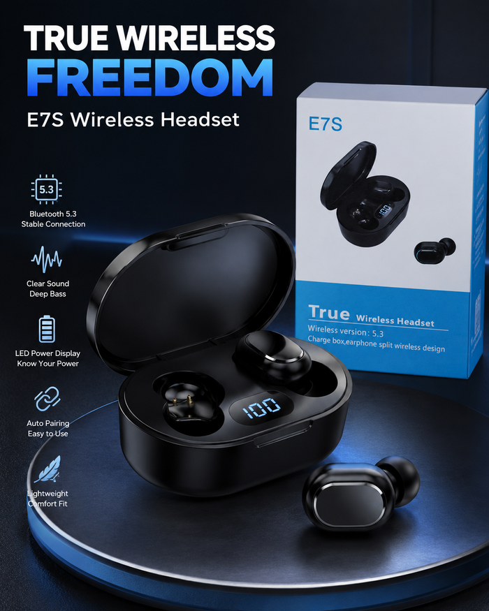 E7S True Wireless Bluetooth 5.3 Earbuds with Charging Case