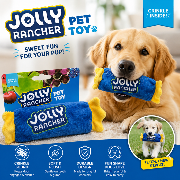 Jolly Rancher Crinkle Plush Dog Toy – Candy-Shaped Pet Chew & Play Toy