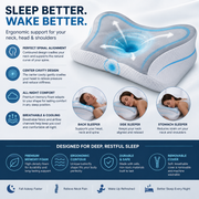 Ergonomic Cervical Memory Foam Neck Pillow – Contoured Support for Back & Side Sleepers