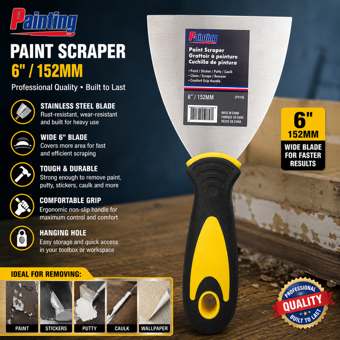 3-Inch Stainless Steel Paint Scraper – Heavy-Duty Putty Knife with Comfort Grip Handle
