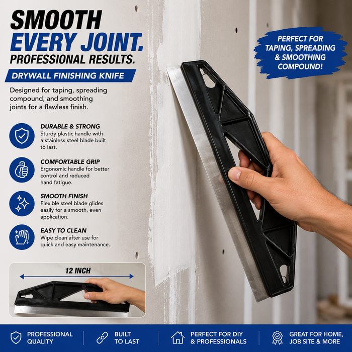 12-Inch Drywall Finishing Knife – Stainless Steel Taping & Joint Compound Tool