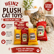 HEINZ Ketchup & Mustard Plush Cat Toys with Catnip – 2 Pack