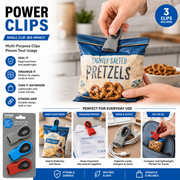 Power Clips Multi-Purpose Bag & Food Storage Clips – 3 Pack