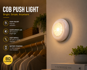 80 Lumen COB LED Push Light – Battery Powered Stick-On Wall & Closet Light, Easy Install