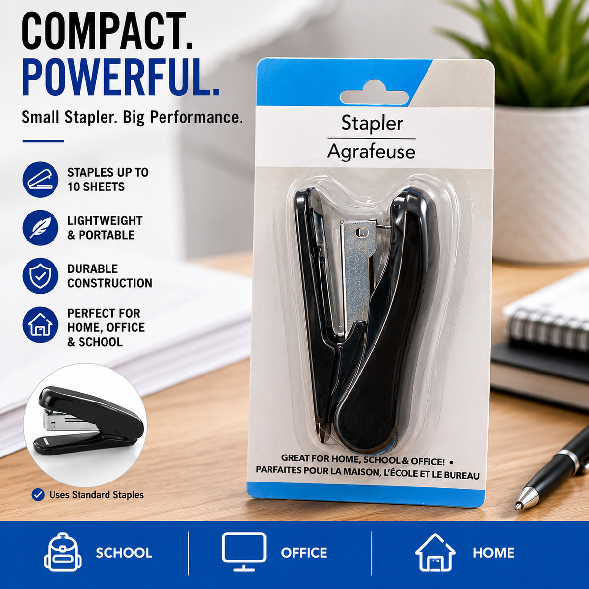 Compact Blue Mini Stapler – Lightweight Stapler for Home, School & Office