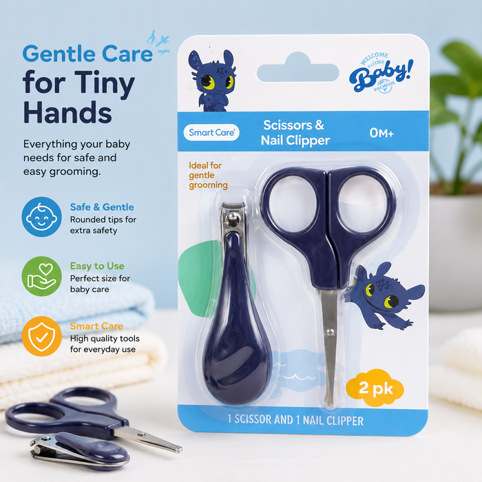 Smart Care Baby Scissors & Nail Clipper Set – 2 Piece Infant Grooming Kit
