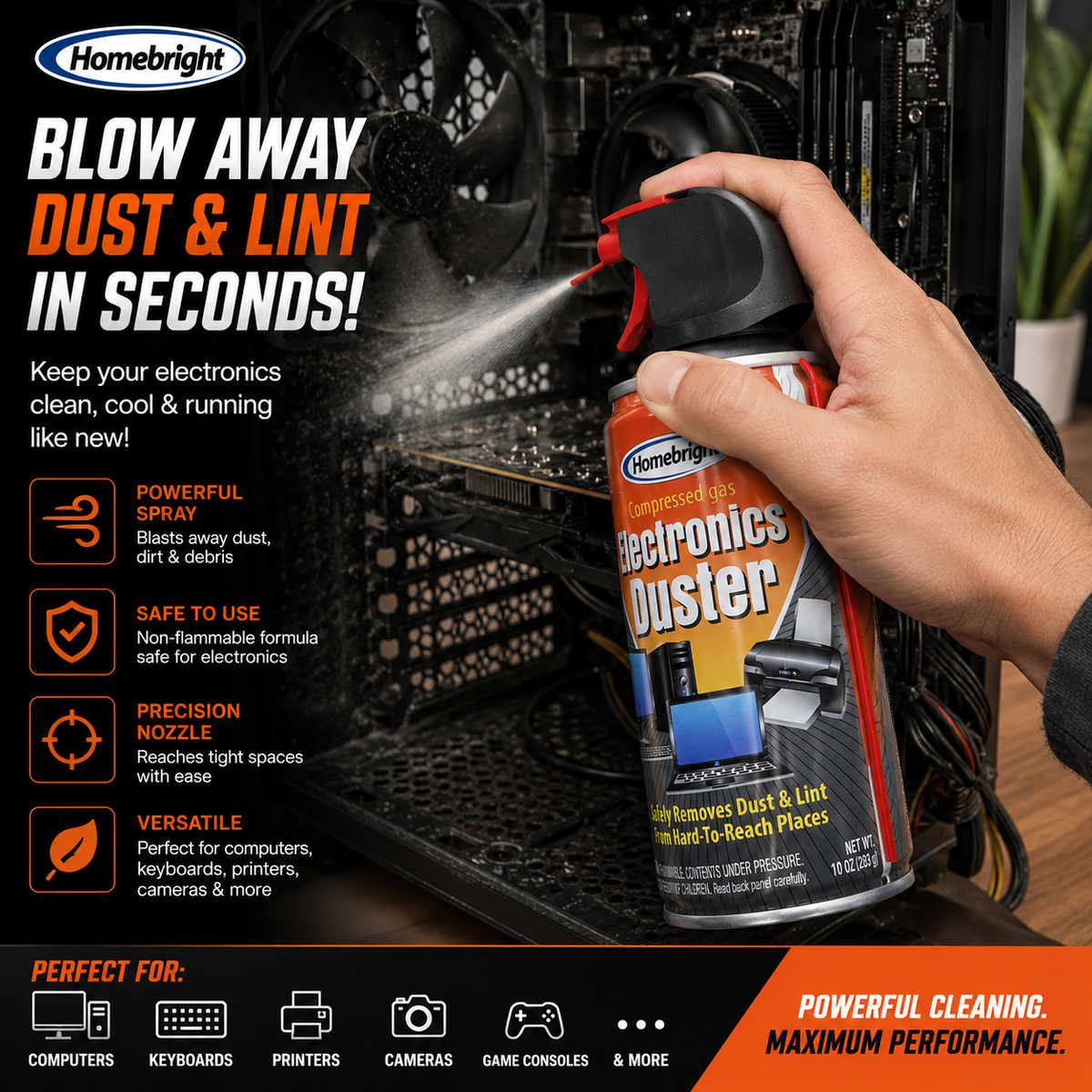 3-Pack Electronics Duster – Compressed Air Cleaner for Computers, Keyboards & Electronics