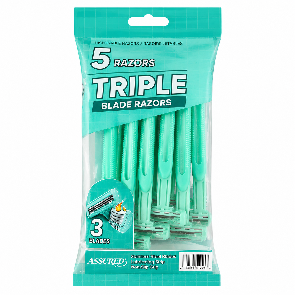 Triple Blade Disposable Razors – 5 Pack