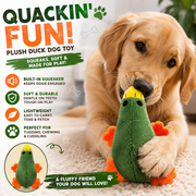Green Plush Duck Squeaky Dog Toy – Soft & Fun Pet Toy