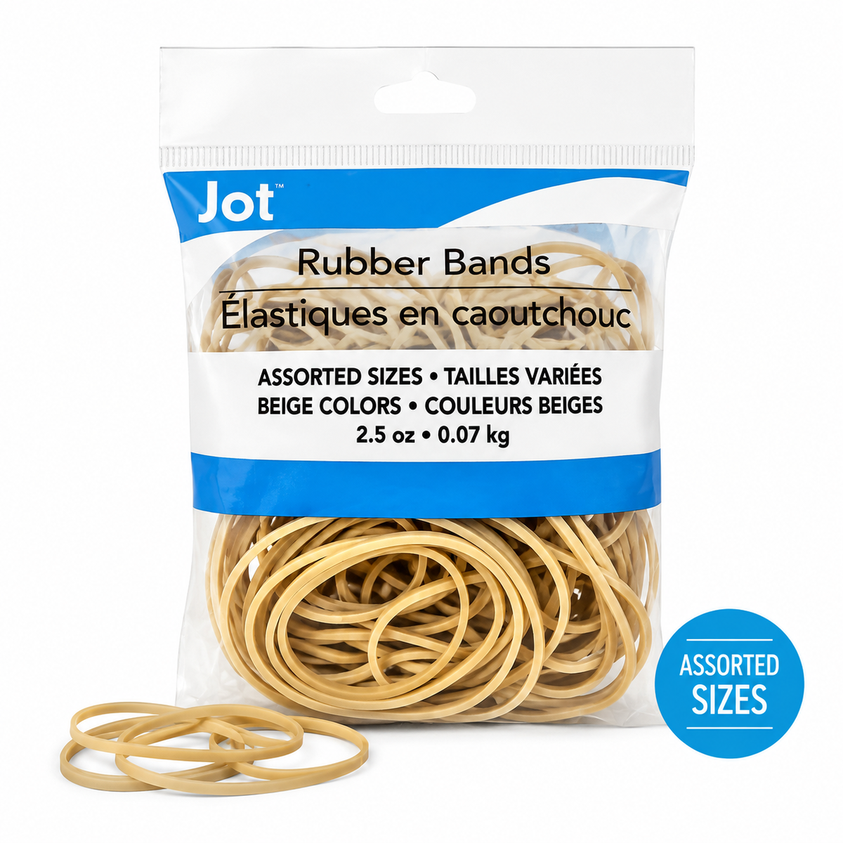 Jot Assorted Rubber Bands – 2.5 oz, Beige