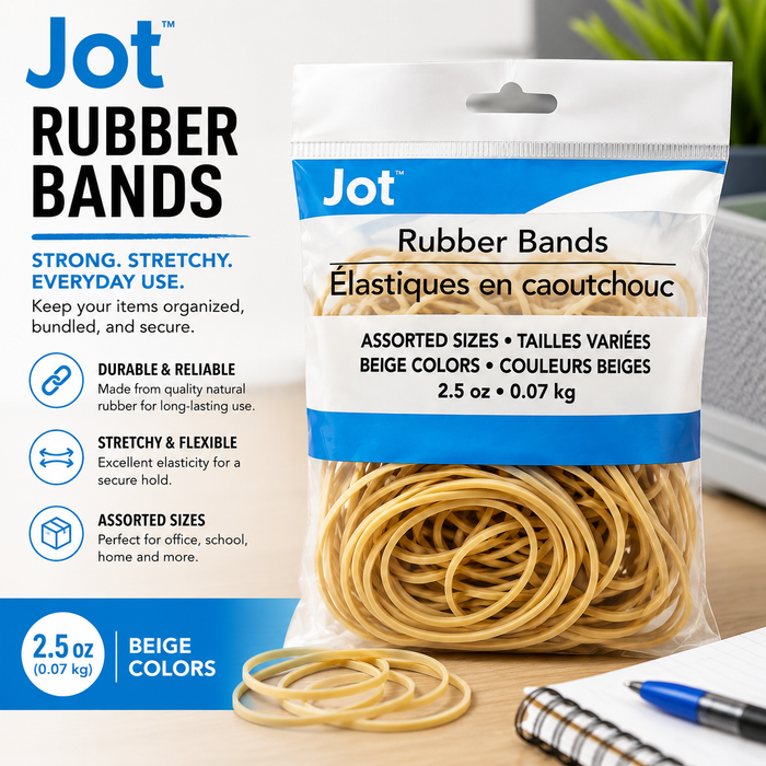 Jot Assorted Rubber Bands – 2.5 oz, Beige