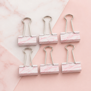 Jot 6-Piece Decorative Binder Clips – Pink Marble Office & School Clips