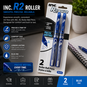INC R2 Roller Ball Pens – 0.7mm Black Ink, 2-Pack