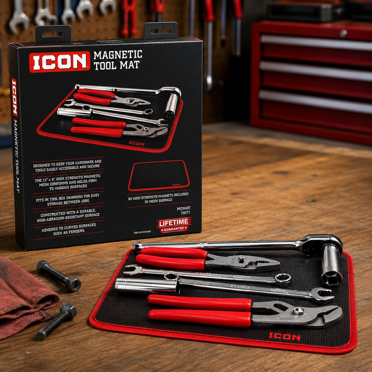ICON Magnetic Tool Mat – Heavy-Duty Magnetic Organizer for Tools, Hardware & Fasteners