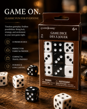 Classic Games 15-Piece Game Dice Set – Black & White Dice for Board Games, Yahtzee, Bunco & Family Game Night