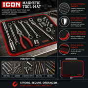 ICON Magnetic Tool Mat – Heavy-Duty Magnetic Organizer for Tools, Hardware & Fasteners
