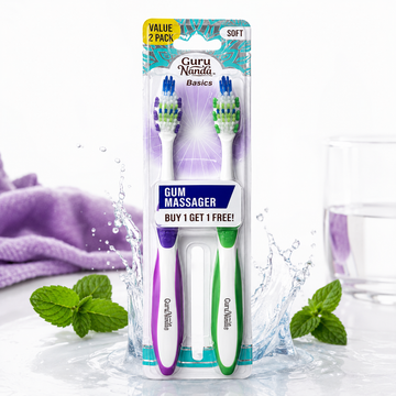 GuruNanda Basics Gum Massager Toothbrushes – Soft Bristles, Value 2-Pack
