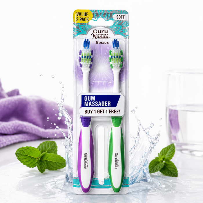 GuruNanda Basics Gum Massager Toothbrushes – Soft Bristles, Value 2-Pack