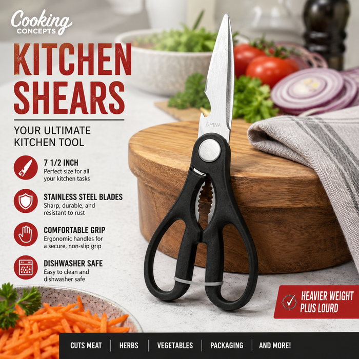 Heavy-Duty Kitchen Shears – 7.5" Stainless Steel Cooking Scissors
