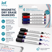 Jot Magnetic Dry Erase Markers with Built-In Erasers – 4 Pack