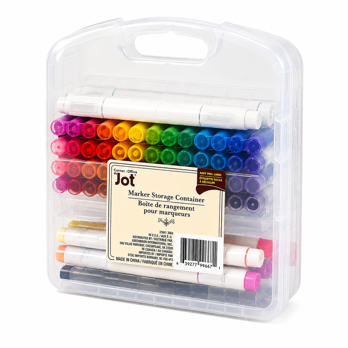 Portable Clear Marker Storage Container with Handle