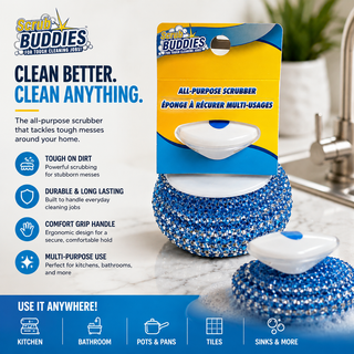 Scrub Buddies All-Purpose Scrubber with Handle – Heavy-Duty Cleaning Sponge