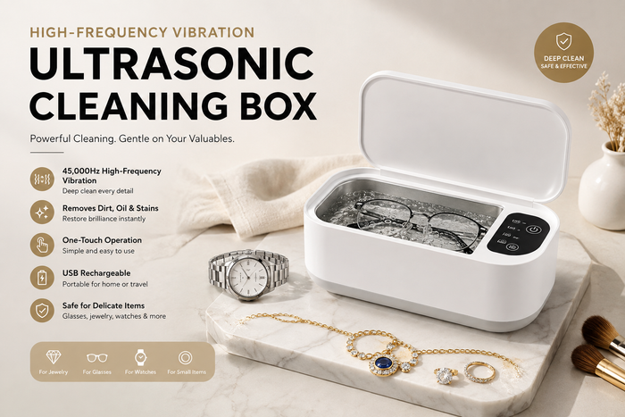 Portable High-Frequency Vibration Cleaner for Glasses, Jewelry & Watches