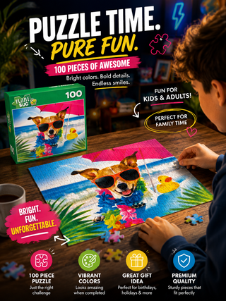 Puzzle Bug 100-Piece Dog Beach Puzzle – Fun Jigsaw Puzzle