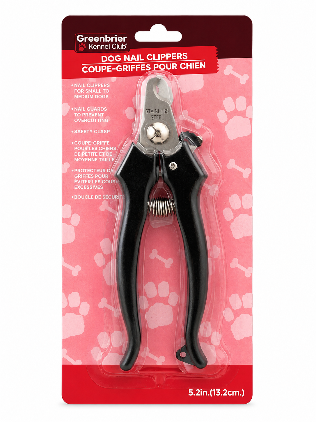 Greenbrier Kennel Club Dog Nail Clippers for Small & Medium Dogs – Stainless Steel Pet Nail Trimmer with Safety Guard