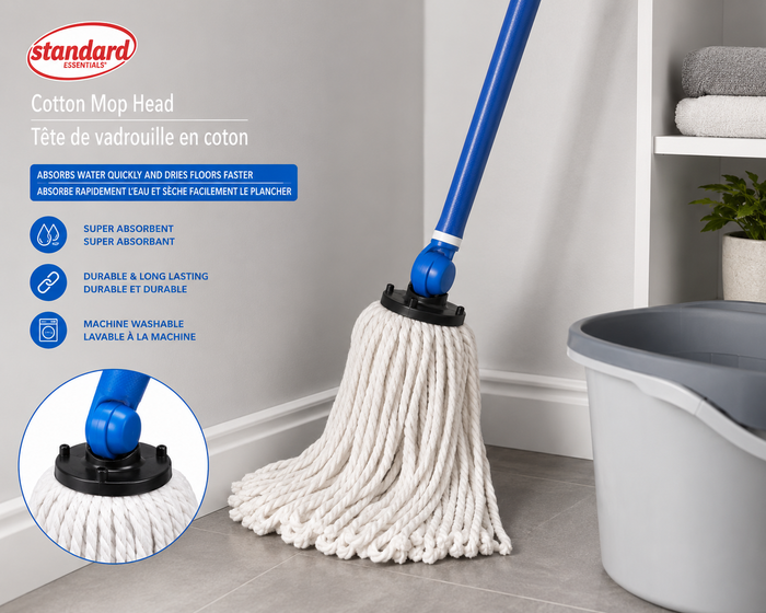Cotton Twist Mop Head Replacement – Super Absorbent, Reusable Floor Cleaning Mop Head for Home & Commercial Use