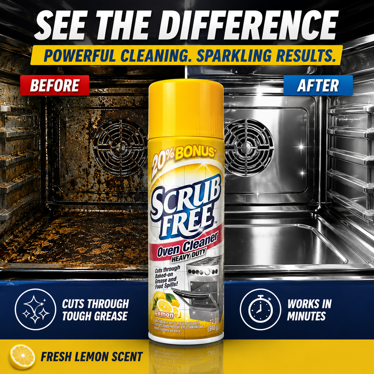 Scrub Free Heavy Duty Oven Cleaner – Lemon Scent, 12 oz