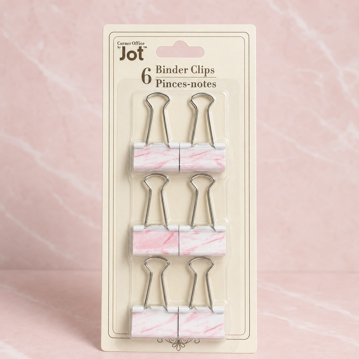 Jot 6-Piece Decorative Binder Clips – Pink Marble Office & School Clips