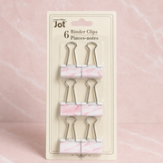 Jot 6-Piece Decorative Binder Clips – Pink Marble Office & School Clips