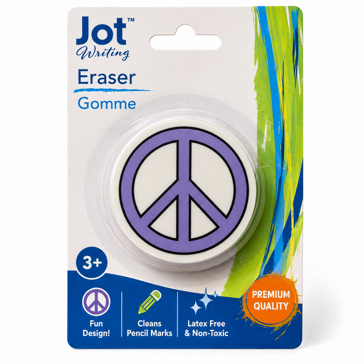 Jot Writing Peace Sign Eraser – Fun Round Design