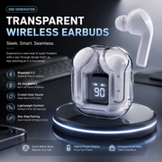 2nd Generation Transparent Wireless Earbuds with Digital Battery Display