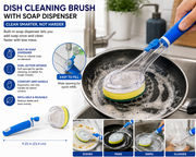 Soap Dispensing Dish Brush with Refillable Handle – Built-In Soap Dispenser Kitchen Scrubber Sponge for Dishes, Pots & Pans