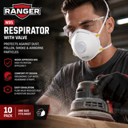 Ranger N95 Respirator Masks with Valve – 10 Pack