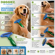 Shedding rake comb for dogs