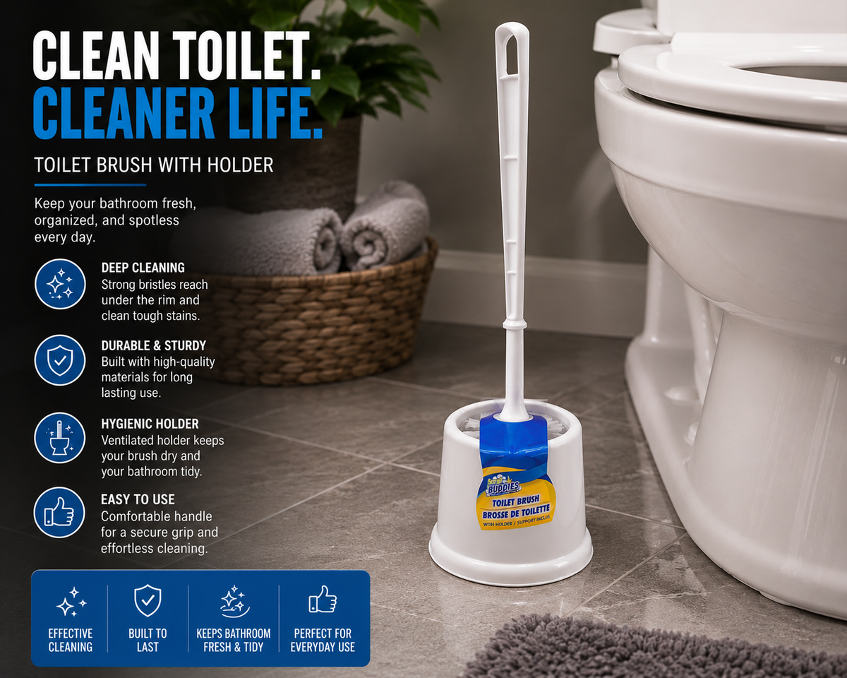 Toilet Brush with Holder – Durable Bathroom Cleaning Brush