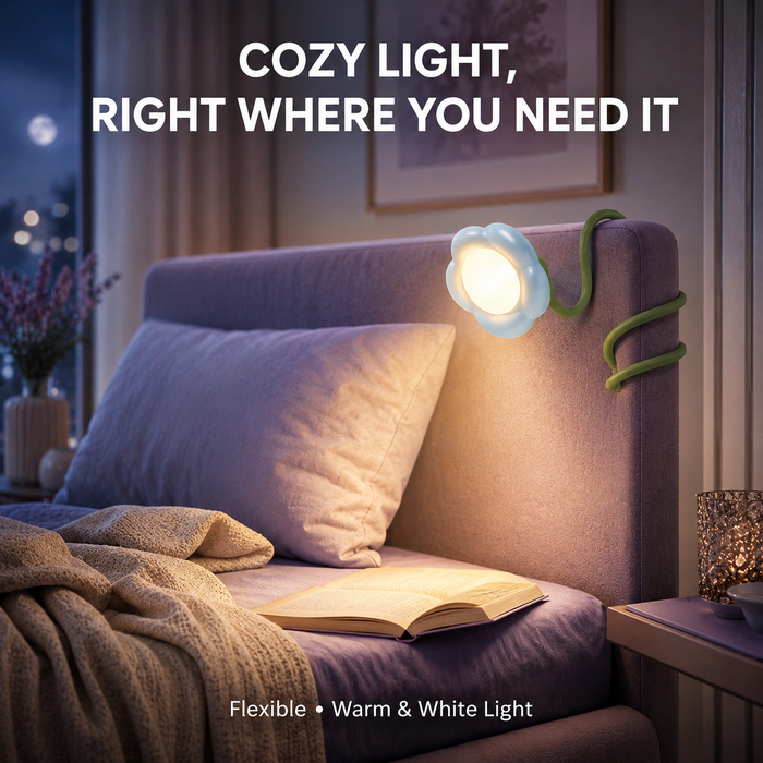 Flexible Flower Bedside Night Light – Bendable Warm & White LED Lamp