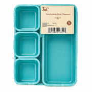 5-Piece Interlocking Desk Organizer Set – Teal Modular Storage Trays