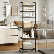 6-Tier Rolling Storage Rack – Space-Saving Plastic Organizer with Wheels