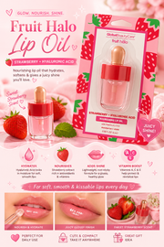 Global Beauty Care Fruit Halo Strawberry Nourishing Lip Oil with Hyaluronic Acid – 0.18 fl oz