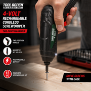 Tool Bench Platinum 4-Volt Rechargeable Cordless Screwdriver Kit – 12 Piece Set