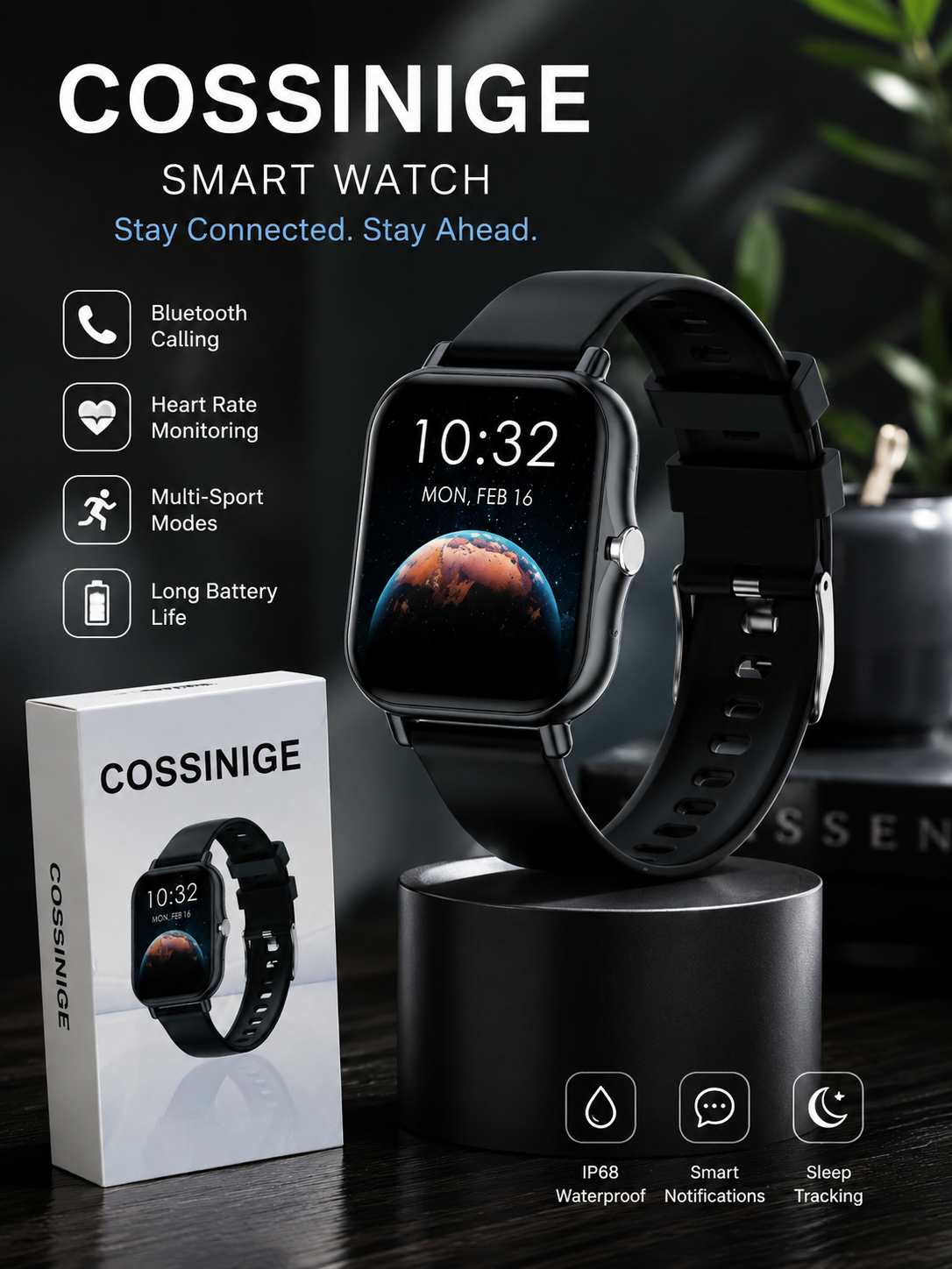 COSSINIGE Smart Watch – Bluetooth Calling & Fitness Tracker